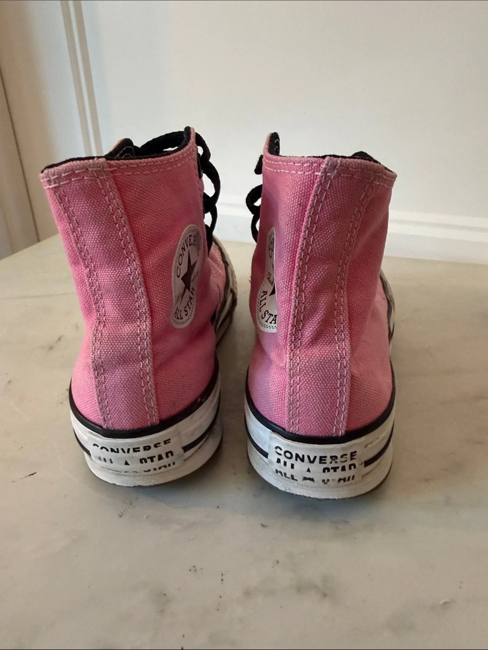 Converse Pink High-Top Canvas Sneakers with Black Accents